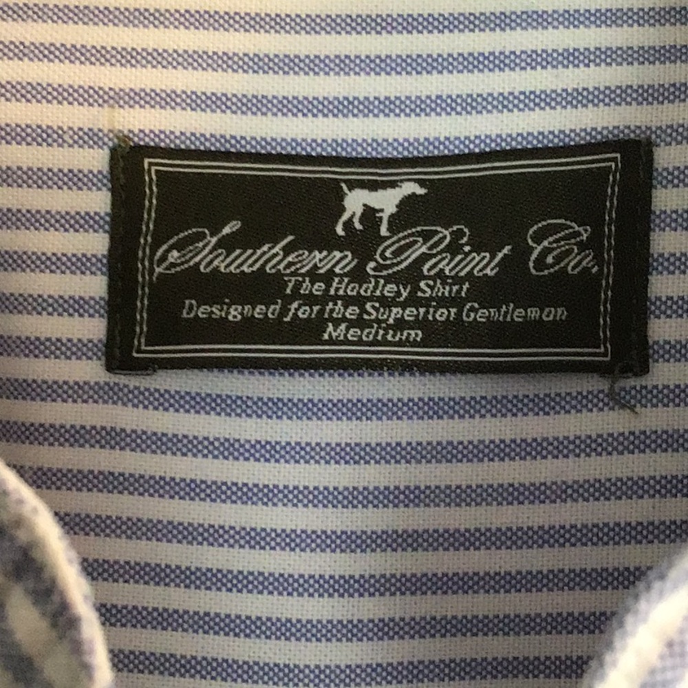 Men’s blue pinstripe medium dress shirt